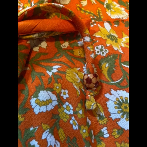 Orange Floral Bohemian Maxi Summer Dress - Picture 4 of 15